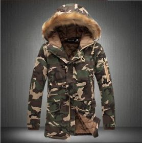 Fleece Coats Winter Thicken Cotton Parka Jacket with Hood (Color: Brown, size: L)